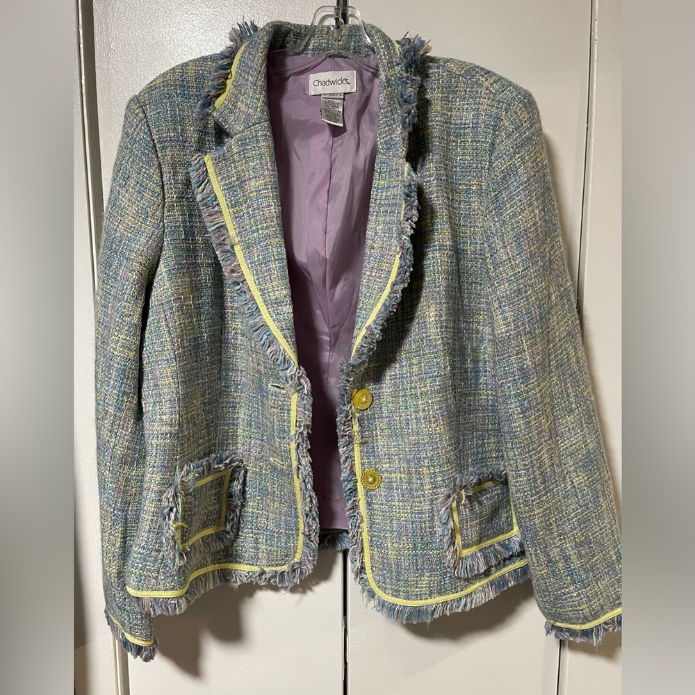 Chadwicks Multicolor Tweed Blazer with Yellow Accents